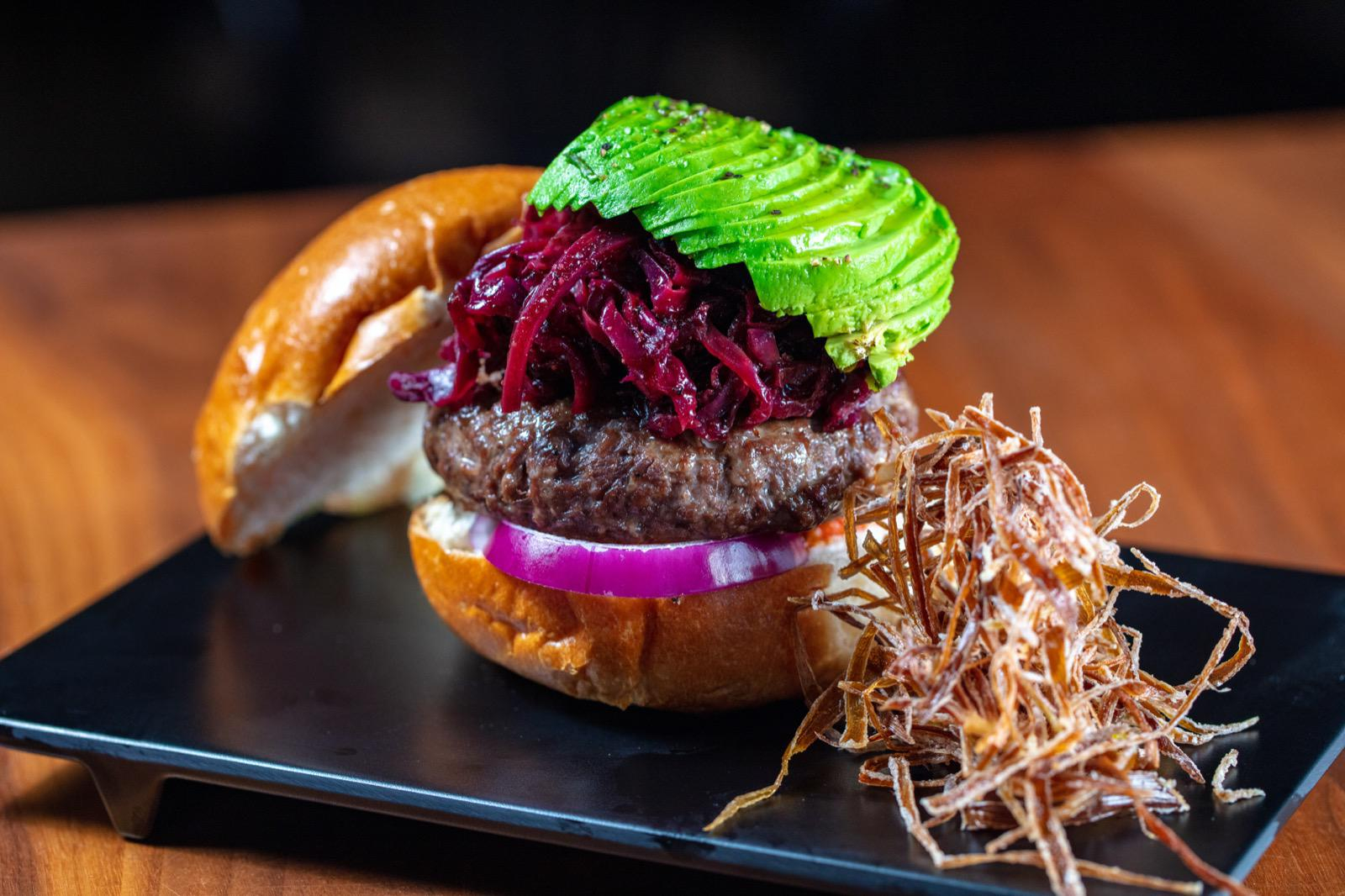 Gourmet kosher burger at Alma Grill & Bar Hallandale